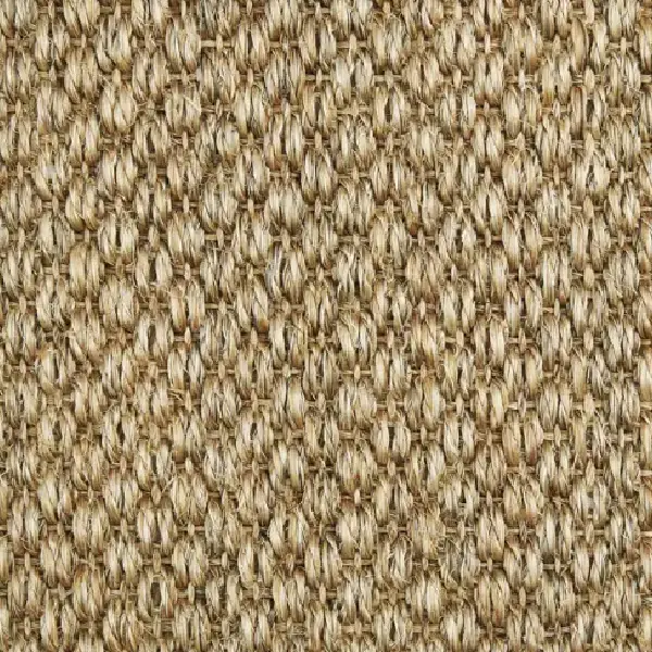 light brown sisal carpet with a natural woven texture in a diamond pattern.
