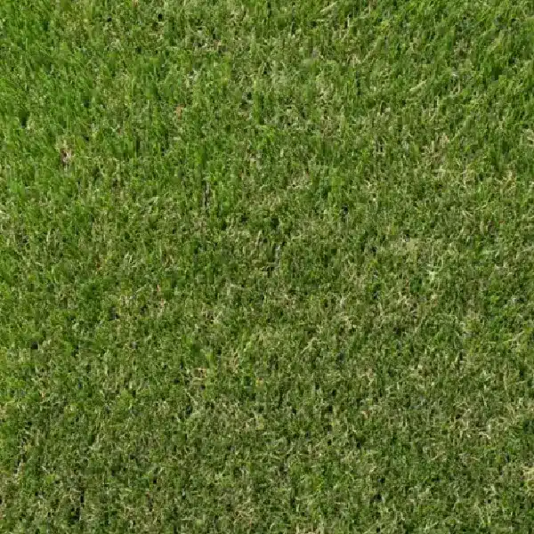 short-to-medium length artificial grass with a mix of green and brown tones