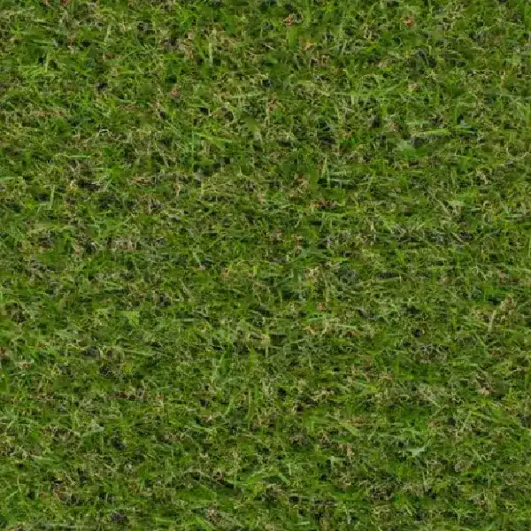 slightly shaggy artificial grass with a mix of light and dark green strands