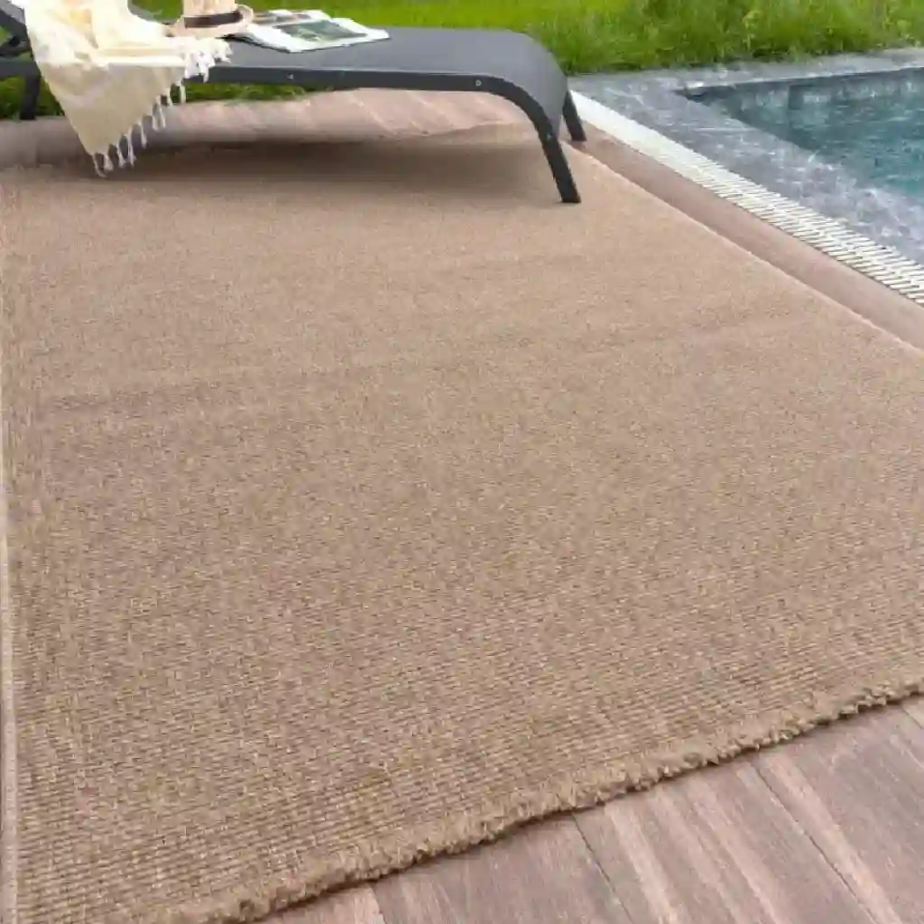 light brown woven outdoor rug
